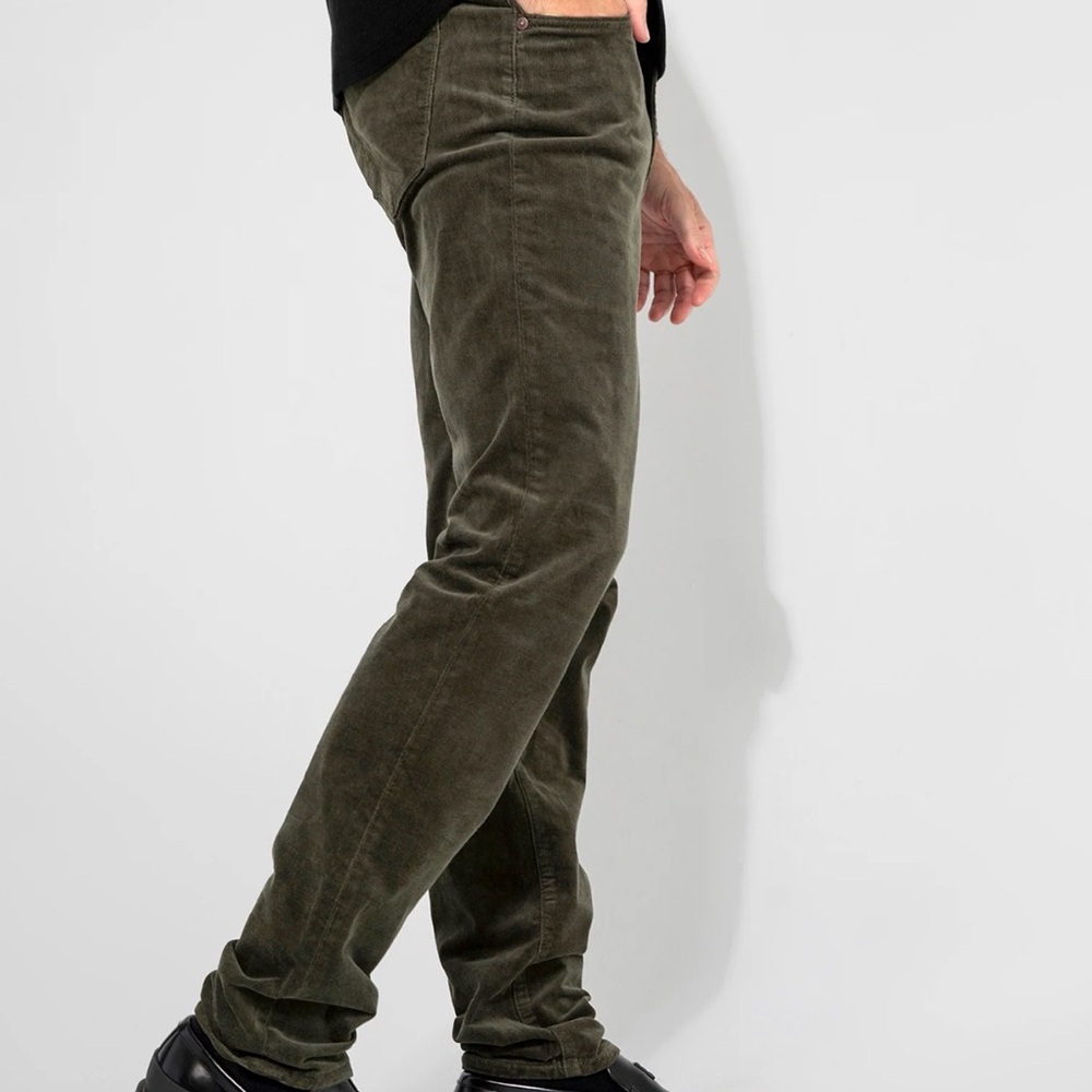 Monfrere Velvet Slim Pants in Dark Olive